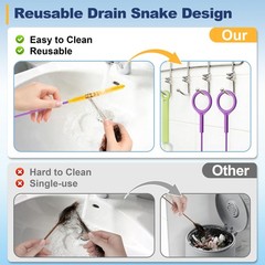 35Inch Metal Drain Snake Hair Clog Remover, Reusable Sink Snake Drain Hair Re&hellip;
