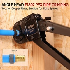 Icrimp Angle Head PEX Crimping Tool Kit for 3/8,1/2,3/4,1-Inch with Copper Ring