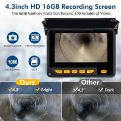 Advanced 164ft Drain Inspection Camera with 6 LED Lights & Meter Counter