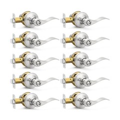 10 Pack Brushed Nickel Door Handles Privacy Door Levers, Heavy &hellip; USA FAST SHIP