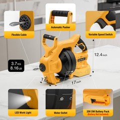 Cordless Drain Auger Compatible with Dewalt 20V Battery, Auto-Feed Plumbing D&hellip;