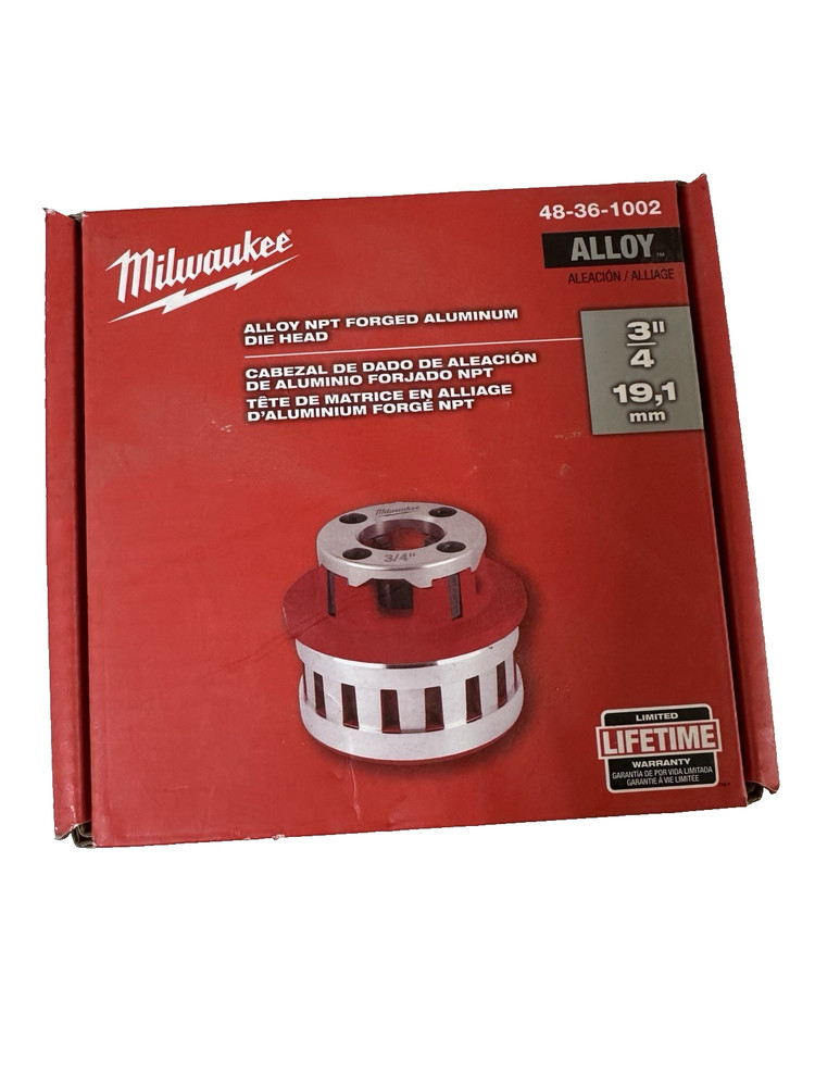 MILWAUKEE 48-36-1002 3/4&Prime; Alloy NPT Forged Aluminum Die Head