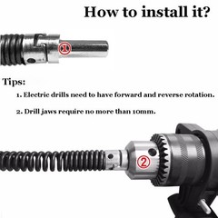 Drain Auger Cable 3.28Ft Clog Remover with Drill Connector 10Mm Flexible Plumbi