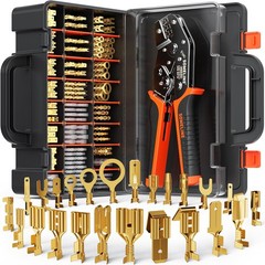 Spade Terminal Crimping Tool Kit AWG 24-14, 24 Types 2.8/3.9/4.8/6.3 mm Male & F