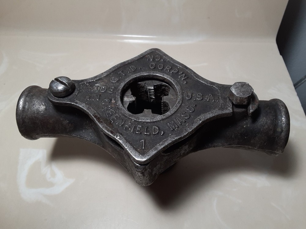 Vtg G.T.D. Corp&rsquo;n No.1 Pipe Threader Greenfield, Mass. w/Reed cutter Pat 1902