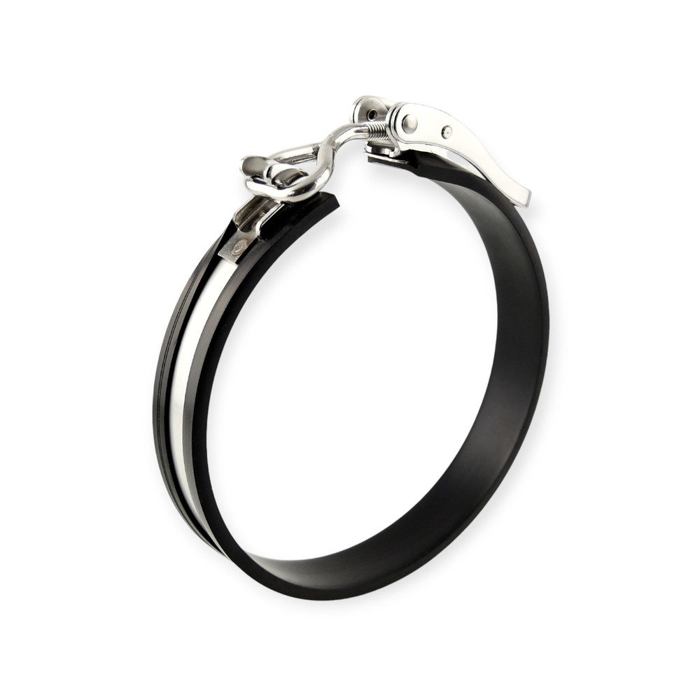 Clamp stainless steel with rubber insert and lever 15 mm wide
