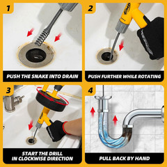 Drain Augers, Clog Remover with Drill Adapter, 25 Feet Heavy Duty Flexible Plumb