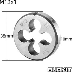 M12 X 1 Tap and Die Set, M12 x 1.0 Machine Thread Tap and Round Die Right Hand