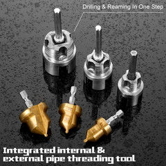 Integrated Internal and External Pipe Threading and Reaming Tool Kit for PVC Pip