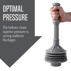 JS Jackson Supplies Professional Bellows Accordion Toilet Plunger, High Gray