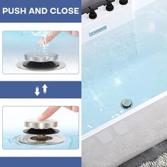 Brushed Nickel Universal Tip Toe Tub Stopper, Pop Up Bathtub