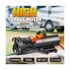 RV Macerator Pump 12V, 12 GPM Portable RV Sewer Pump with 10 FT Lift, Self-Pr&hellip;