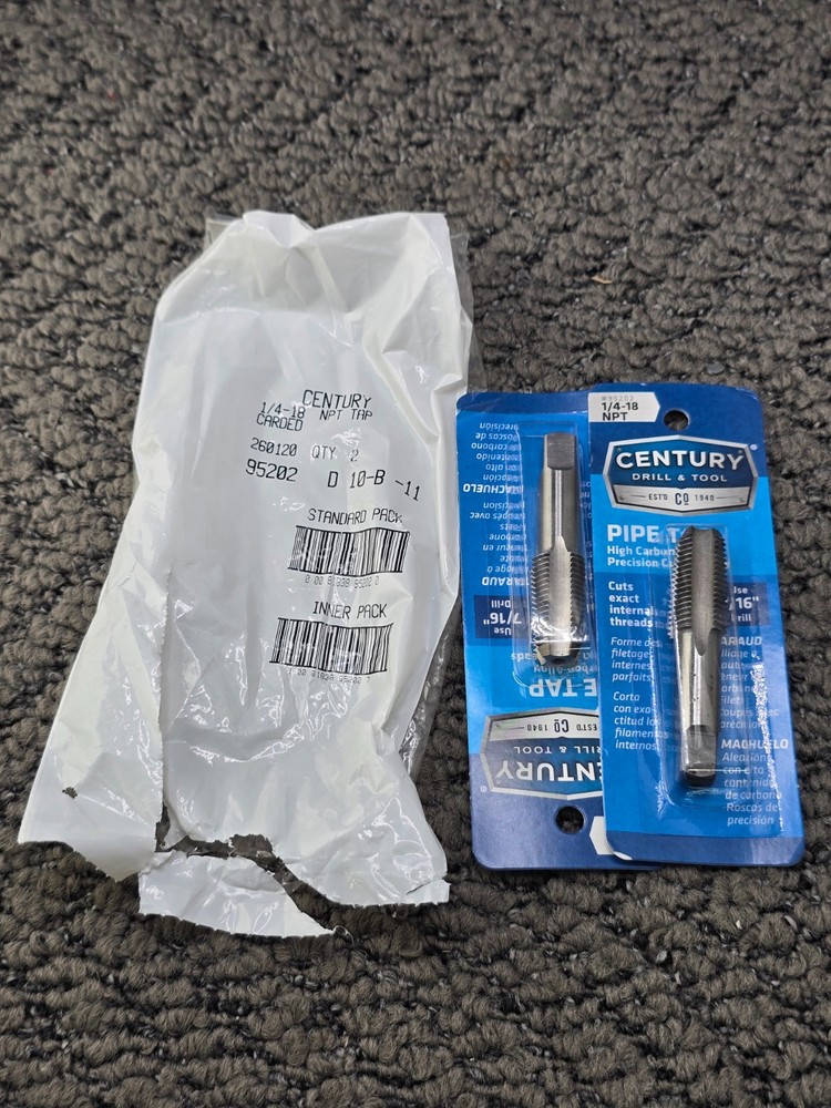 (QTY 6) Century Drill & Tool 95202: Carbon Steel Pipe Thread Tap, 1/4-18 NPT