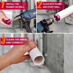 Complete Plastic Reamer Set PVC Pipe Fitting Reamer Kit Standard 1/2&Prime; Drills 9Pc