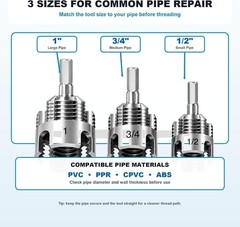 PVC Pipe er Kit, 3PCS Internal & External Pipe ing Tool Set for 1/2&Prime;, 3/4&Prime;, 1&hellip;