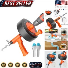 25ft Flexible Steel Drain Snake with Drill Adapter &ndash; Manual & Powered Unclogg&hellip;