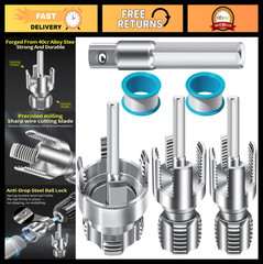 3PCS PVC Pipe Threading Tool Set, 1/2&rdquo; 3/4&rdquo; 1&rdquo; Internal & External Threader K