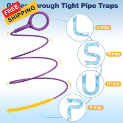 Drainsoon 35-Inch Metal Drain Snake Hair Clog Remover, Reusable Sink Purple