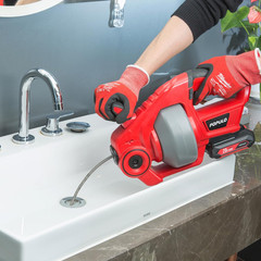 POPULO 20V Cordless Electric Drain Auger-Efficient 25Ft Auto-Feed Drain Snake wi