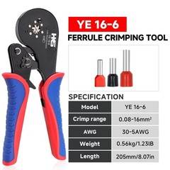 HKS Ferrule Crimping Tool AWG 30-5, Hexagonal Self-Adjusting Ratchet Crimper &hellip;