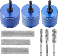 1/2&Prime;, 3/4&Prime;, 1&Prime; Copper Pipe Cleaner for Drill Set Includes External Stainless Ste
