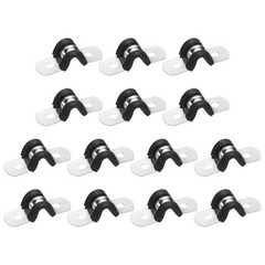 14Pcs 6mm(1/4&Prime;) Stainless Steel Rubber 2 Hole U-Tube Strap Clamp, Black