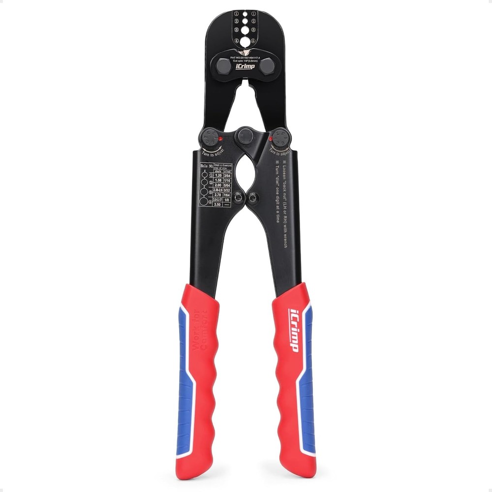 iCrimp IWS-1608MC Wire Rope Crimper with Built-In Cutter, 3/64&Prime;to 1/8&Prime; | High ca