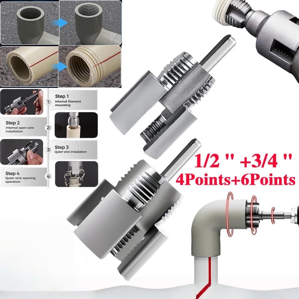 Dual Head Pipe Threading Tool 1/2&Prime; & 3/4&Prime; Internal & External Thread Cutter