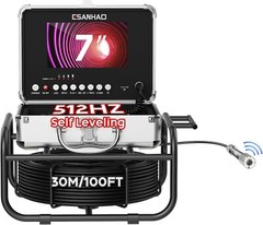 30M Sewer Camera with 512Hz Sonde Transmitter, Self-Leveling, Distance Counter