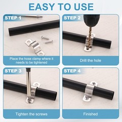 4Pcs 50mm(2&Prime;) Two Hole Rigid Pipe Strap with Screws, Silver