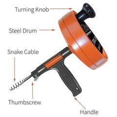 Heavy-Duty-Steel Pro Drum Drain Auger, 25 Ft., with Work Gloves and Carrying&hellip;