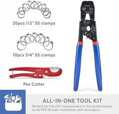 Icrimp Pex Cinch Tool Kit With Clamps Cutter For 3 8 To 1 Inch Pipes