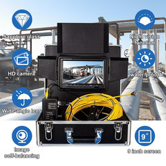 164Ft HD Sewer Camera with Light, 9&Prime; Monitor, Waterproof, 12 LED, DVR