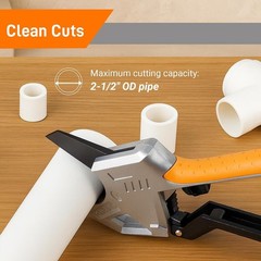 Ratchet PVC Pipe Cutter Heavy Duty, Cuts up to 2-1/2&Prime; (63Mm), Plastic Pipe Cutte
