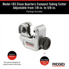 1/8 In. to 5/8 In. 103 Close Quarters Copper, Aluminum, Brass, and Plastic Tubin