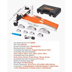 Uimoso Compact Ratcheting Tube Bender Kit for 1/4 to 7/8 Inch Pipes