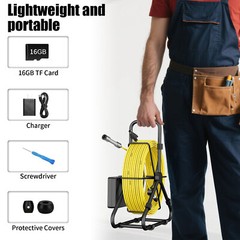 4.3&Prime; Sewer Pipe Inspection Video Camera,DVR IP68 Drain Industrial Endoscope 20M
