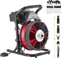 Drain Cleaner Machine 75 FT x 1/2 Inch Sewer Snake Auger with 4 Cutters