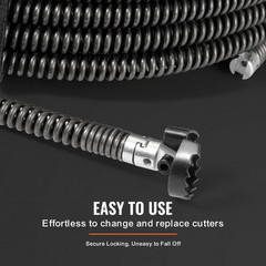 VEVOR Sectional Drain Cleaning Cable 66FTx5/8In & 7 Cutters for 0.8&Prime;-3.9&Prime; Pipes