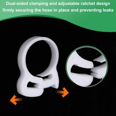 8pcs Double Snap Grip 36-41mm Heavy Duty Plastic Hose Clamps Kit, White