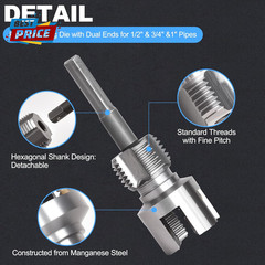 2PCS PVC Pipe Threader Kit &ndash; Dual-Function Internal & External Pipe Threading To