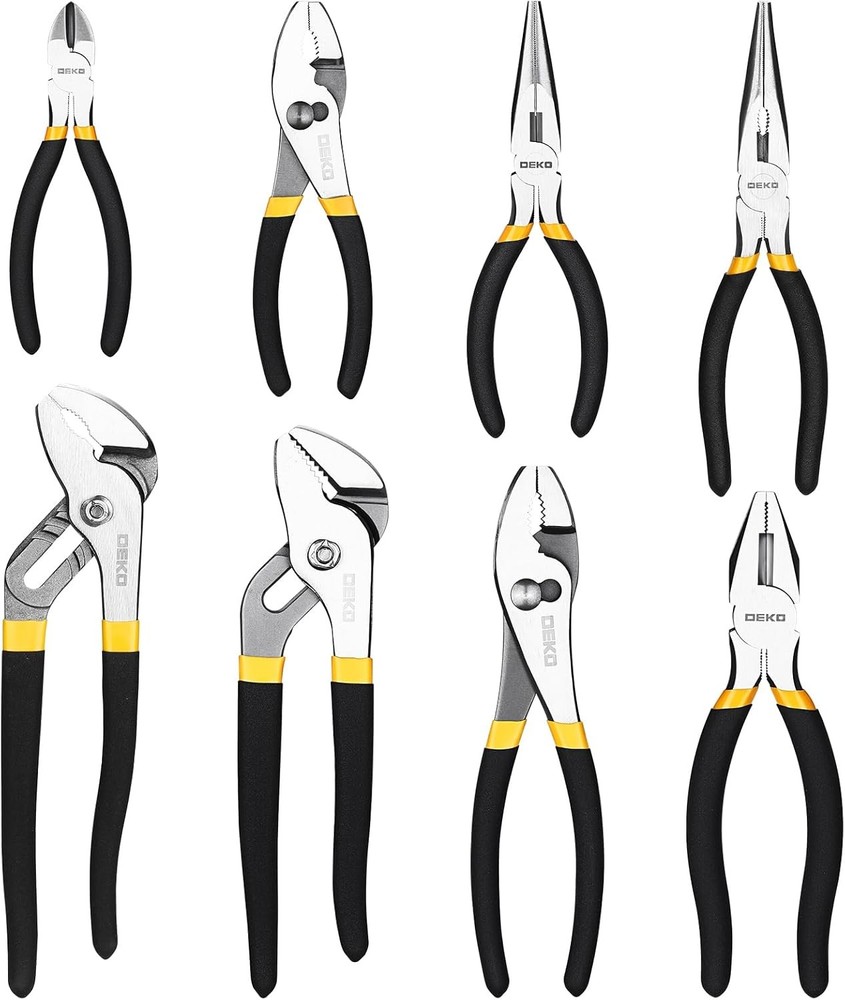 8-Piece Pliers Set, 8&Prime; & 10&Prime; Water Pump Plier, 6&Prime; & 8&Prime; Slip Joint, 8&Prime; Linesman,