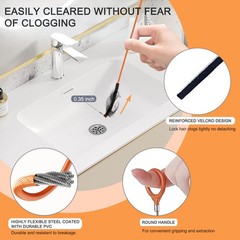 Hair Catcher Drain Auger Cleaner Tool Set &ndash; 3 &times; 53 Inch Sink Snake + 1 &times; 35 I&hellip;