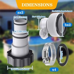 4 Pack Pool Hose Adapter 2 Type A B Conversion Connector for 1.25&Prime; to 1.5&Prime; Hoses
