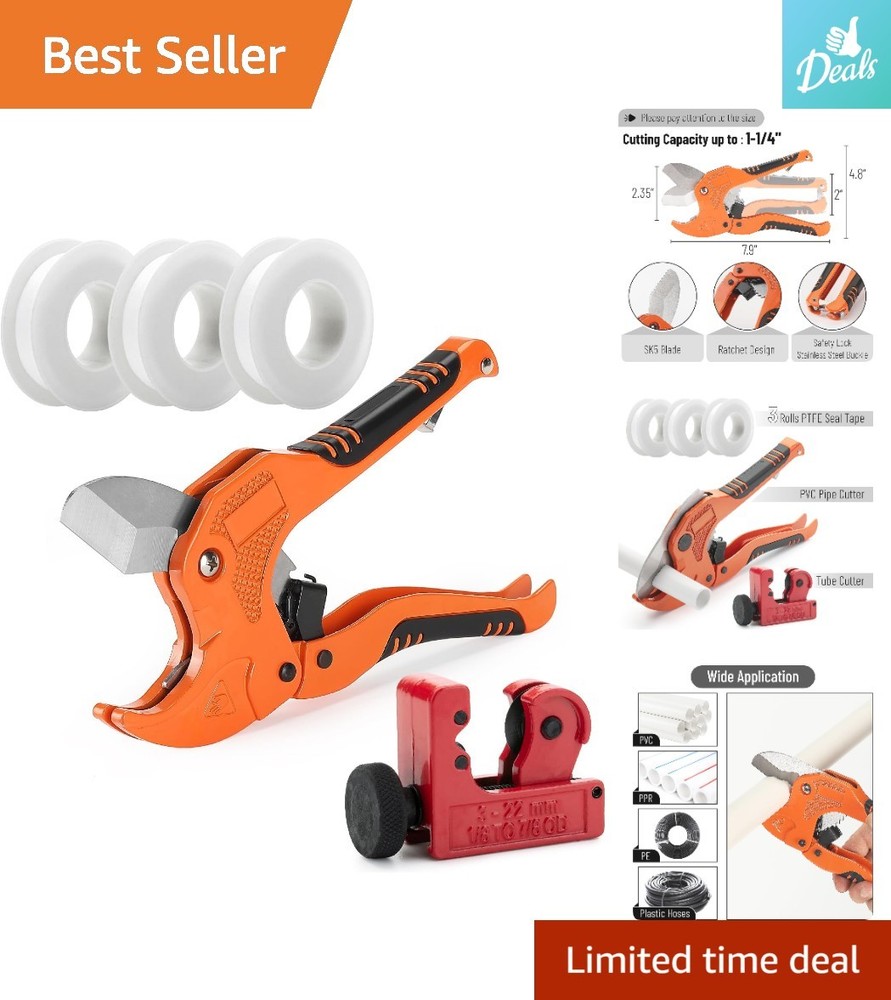 Professional Grade PVC Pipe Cutters with Non-Slip Grip & Seal Tape &ndash; Bates Tools
