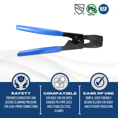 1) PEX CLAMP CINCH CRIMP CRIMPER TOOL STAINLESS STEEL CLAMPS SIZE FROM 3/8&Prime; &ndash; 1