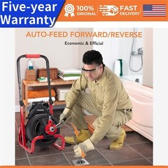🏰75Ft x1/2 Inch Drain Cleaner Machine Auto-feed Electric Drain Auger Profession