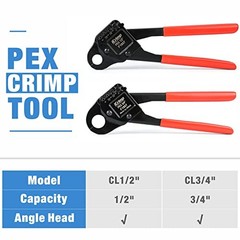 iCrimp Angle PEX Crimping Tool 1/2 3/4 with Cutter Gauge