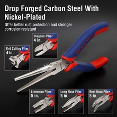 6-piece Mini Pliers Set &ndash; Needle Nose, Diagonal, Long Nose, Bent Nose, End Cutti