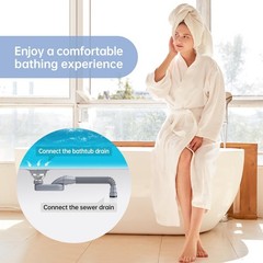 Low Profile Flexible Bathtub Shower Drain Pipe Kit &ndash; Flat P Trap for Gray